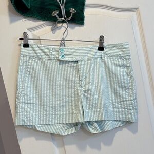 Banana Republic Factory Light Green Striped Shorts